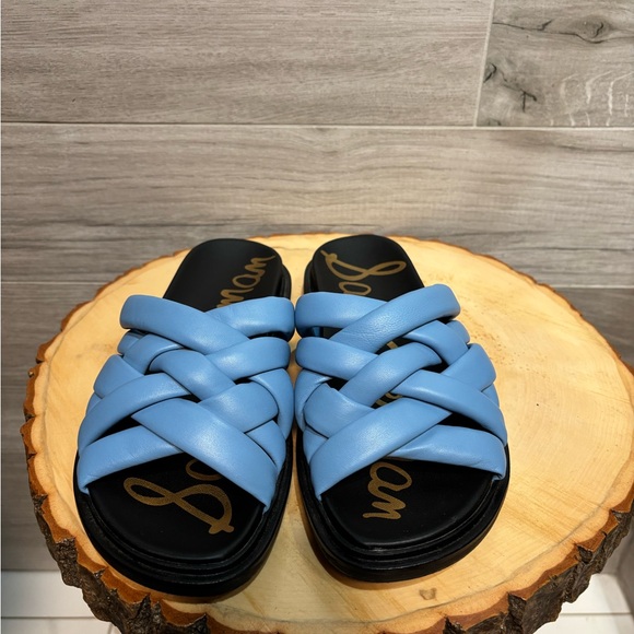 Sam Edelman Vaugn True Blue/Seville Nappa Leather slide Sandals sz 5.5 like new! - Picture 6 of 8